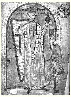 Bild: Friedrich I. Barbarossa als Kreuzritter (Miniatur aus einer Handschrift von 1188)