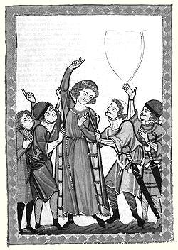 Bild: Neidhart von Reuental auf einem fiktiven Porträt im Codex Manesse