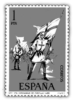 Bild: Spanische Briefmarke von 1973 mit kastillischen Ordensrittern
