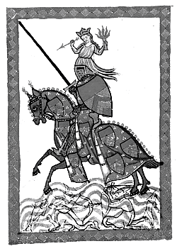 Bild: Ulrich von Liechtenstein auf einem  fiktiven Porträt im Codex Manesse